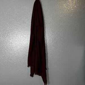 Burgundy Fringe Wrap Scarf Shawl Soft Lightweight Fall Winter Solid
